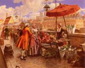 亨利 维克托 勒叙尔 : The Flowers-Seller Along The Seine